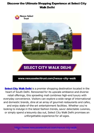 Exploring Retail Havens in Select City Walk Delhi and Nexus Indore Central