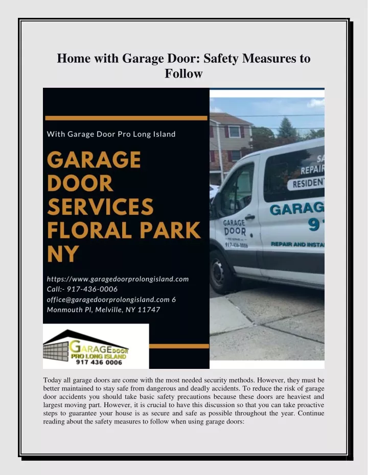 home with garage door safety measures to follow