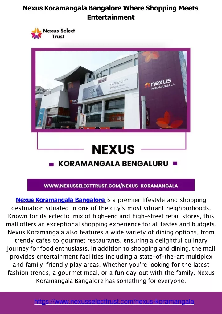 nexus koramangala bangalore where shopping meets