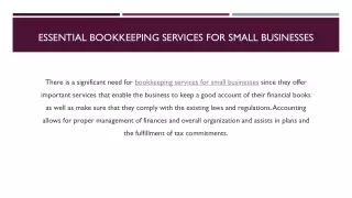 Essential Bookkeeping Services for Small Businesses