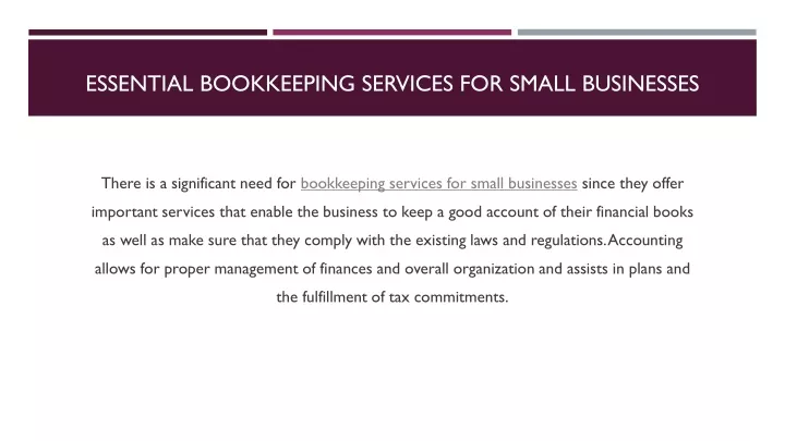 essential bookkeeping services for small businesses