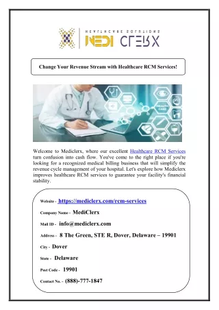 Change Your Revenue Stream with Healthcare RCM Services!