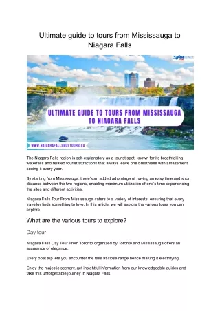 ultimate guide to tours from mississauga
