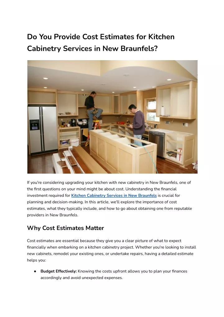 do you provide cost estimates for kitchen