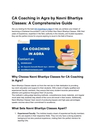 CA Coaching in Agra by Navni Bhartiya Classes_ A Comprehensive Guide