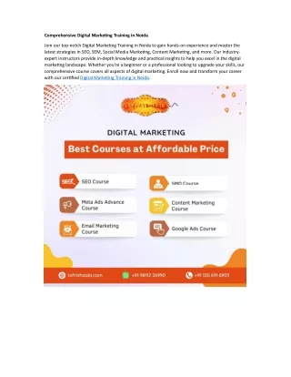comprehensive digital marke ng training in noida