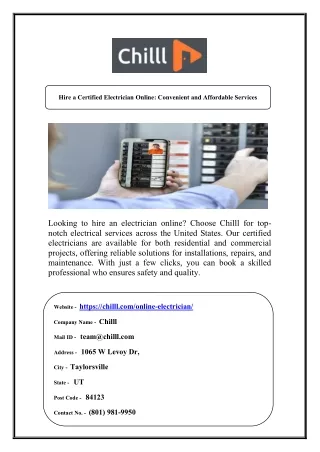 Hire a Certified Electrician Online: Convenient and Affordable Services