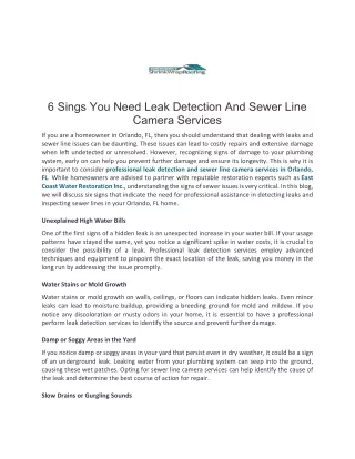 6 sings you need leak detection and sewer line