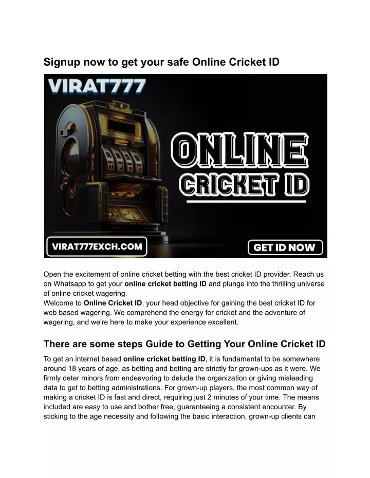 signup now to get your safe online cricket id