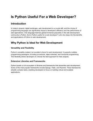 is python useful for a web developer