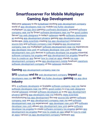 Smartfoxserver For Mobile Multiplayer Gaming App Development.docx