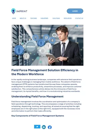 Field Force Management Solution Efficiency in the Modern Workforce