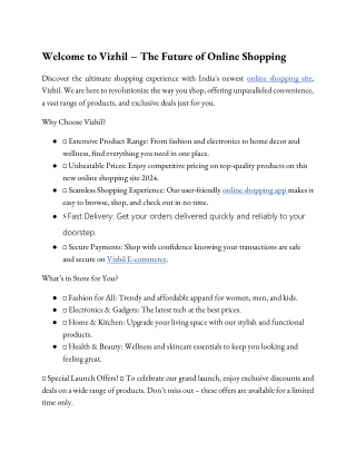 welcome to vizhil the future of online shopping