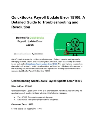 QuickBooks Payroll Update Error 15106