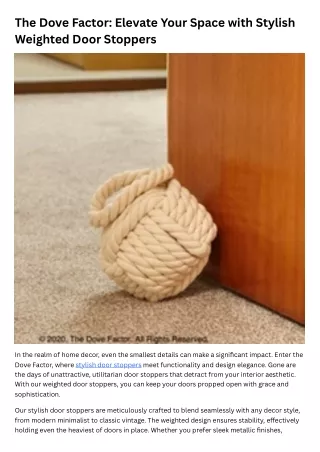 The Dove Factor Elevate Your Space with Stylish Weighted Door Stoppers