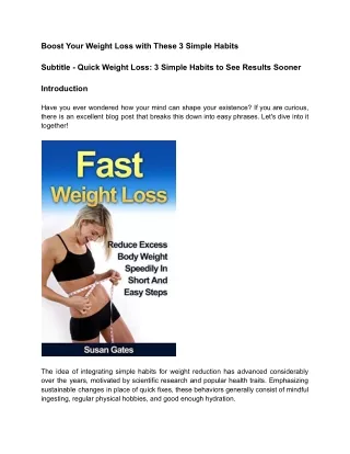 Boost Your Weight Loss with These 3 Simple Habits