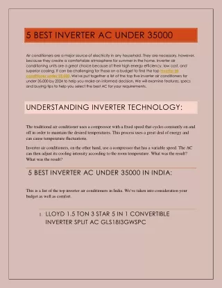 5 Best Inverter AC Under 35000