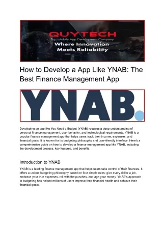 How to Develop a App Like YNAB_ The Best Finance Management App