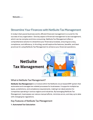 Streamline Your Finances with NetSuite Tax Management