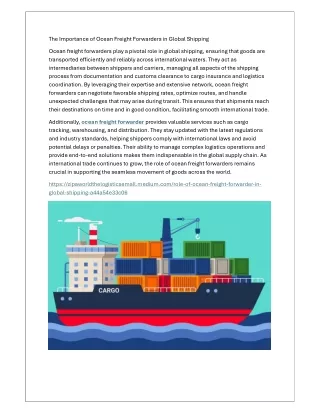the importance of ocean freight forwarders