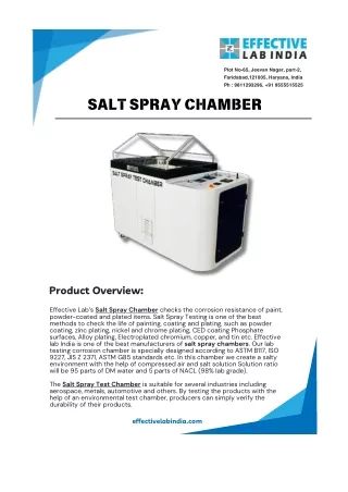 Salt Spray Chamber (Corrosion Tester)