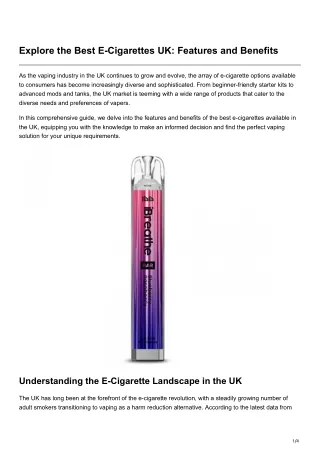 explore the best e cigarettes uk features