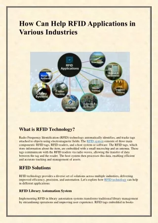 How Can Help RFID Applications in Various Industries