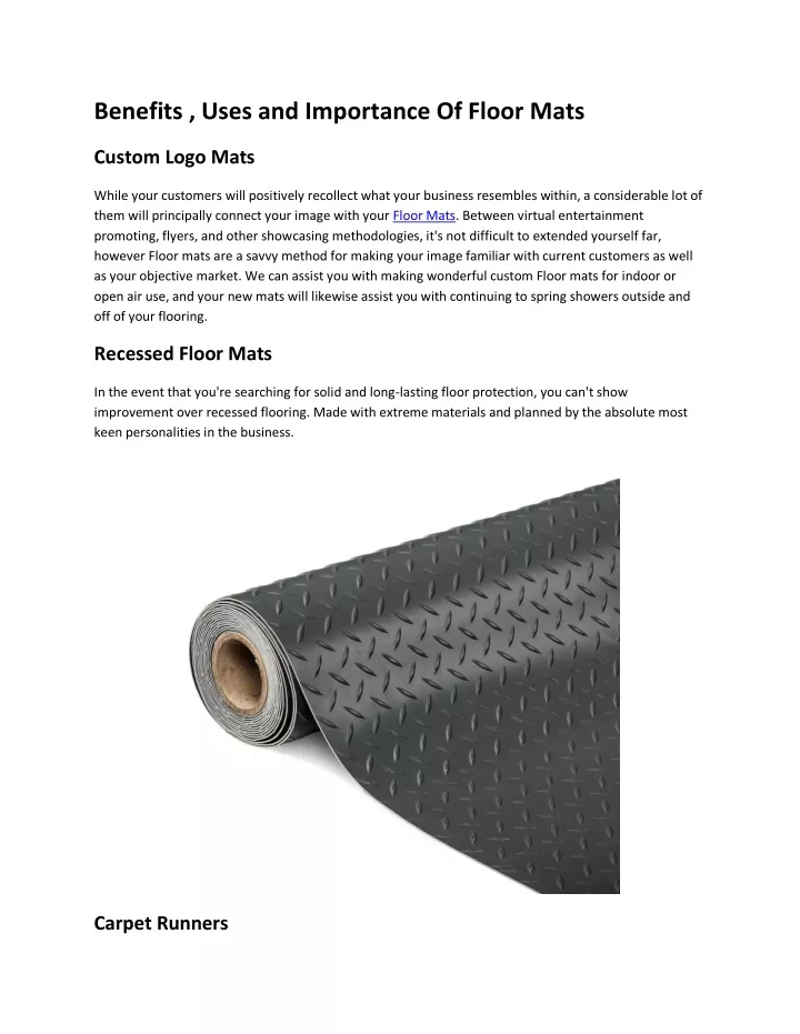 benefits uses and importance of floor mats