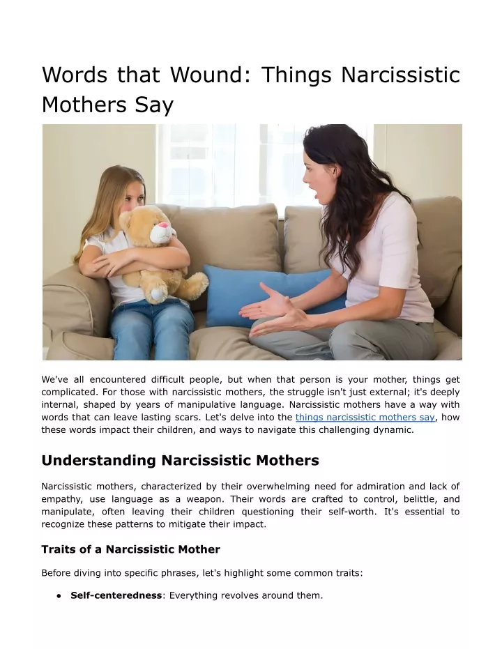 words that wound things narcissistic mothers say