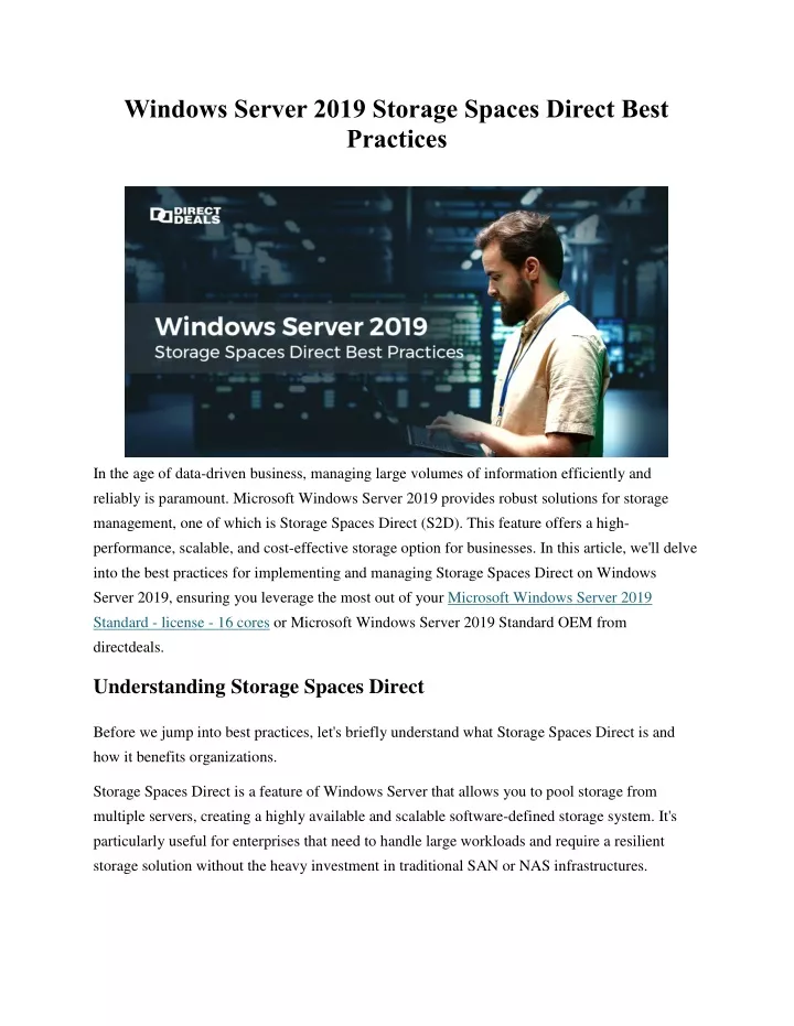 windows server 2019 storage spaces direct best