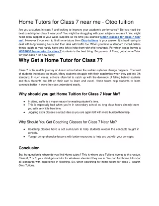 home tutors for class 7 near me otoo tuition