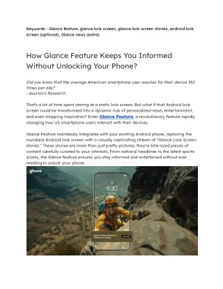 keywords glance feature glance lock screen glance