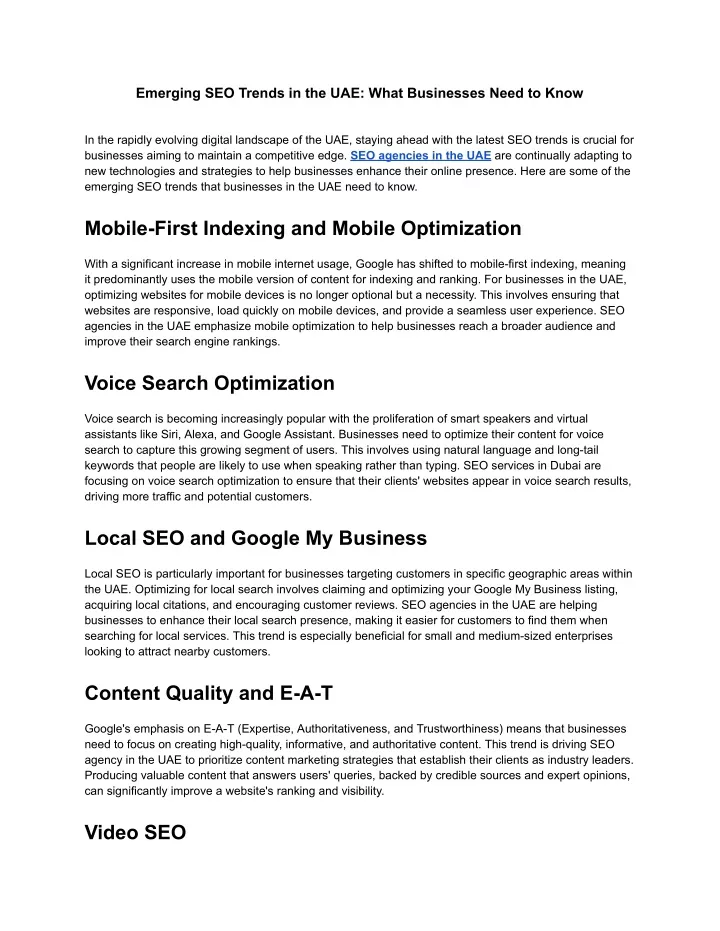 emerging seo trends in the uae what businesses