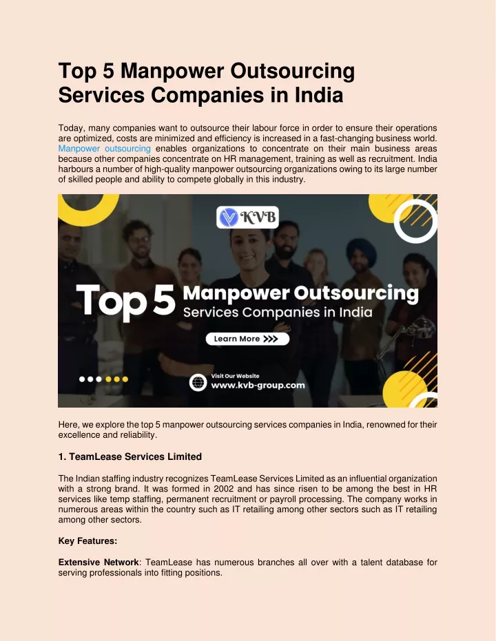 top 5 manpower outsourcing services companies