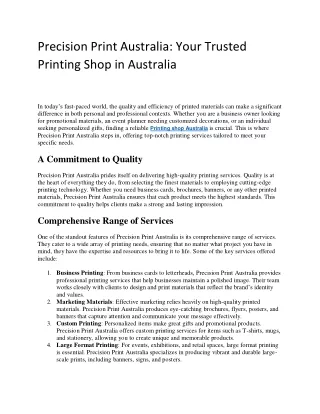 Printing shop in Australia