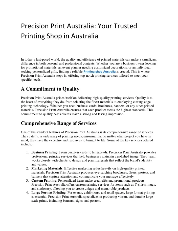 precision print australia your trusted printing