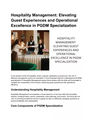 Hospitality Management_ Elevating Guest Experiences and Operational Excellence in PGDM Specialization