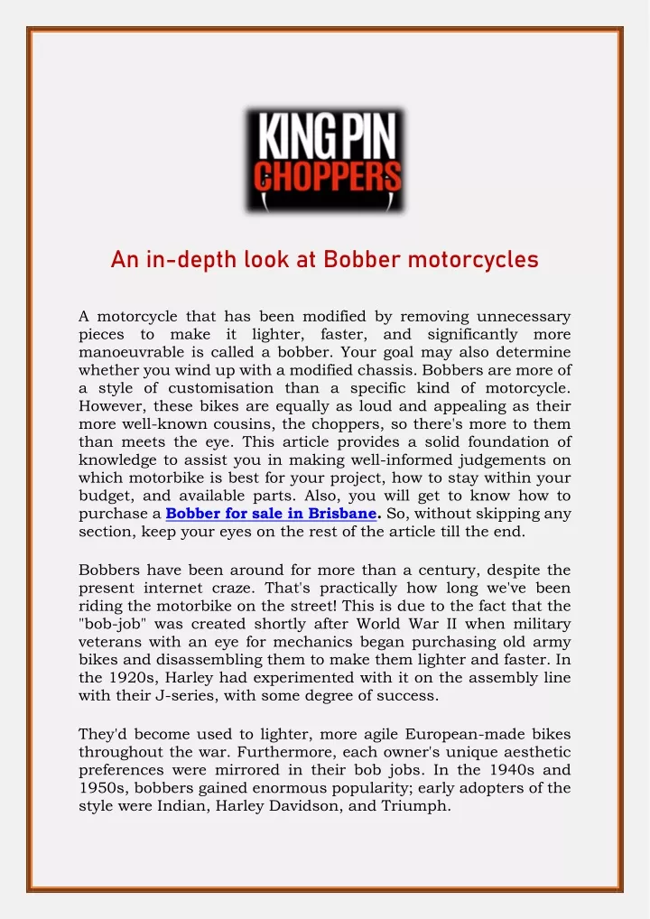 an in depth look at bobber motorcycles