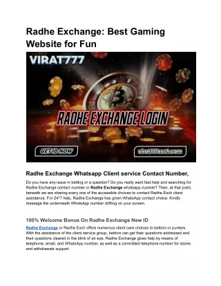 Radhe Exchange_ Best Gaming Website for Fun