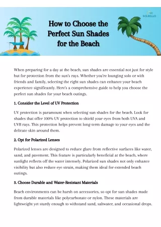 How to Choose the Perfect Sun Shades for the Beach