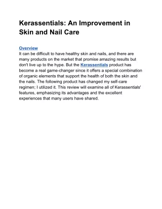 Kerassentials_ An Improvement in Skin and Nail Care