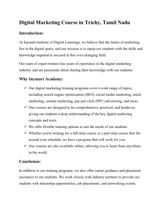 digital marketing course in Tamil Nadu