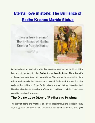 Eternal love in stone- The Brilliance of Radha Krishna Marble Statue