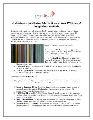 Understanding and Fixing Colored Lines on Your TV Screen A Comprehensive Guide