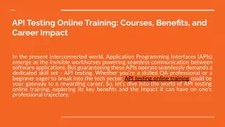 api testing online training courses benefits