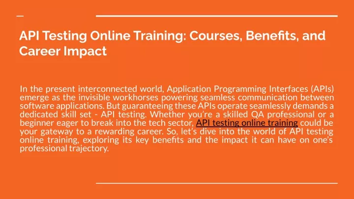 api testing online training courses benefits