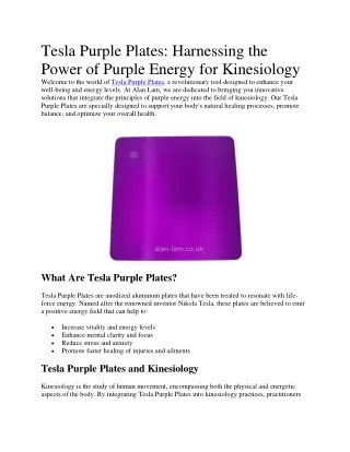 Tesla Purple Plates: Harnessing the Power of Purple Energy for Kinesiology