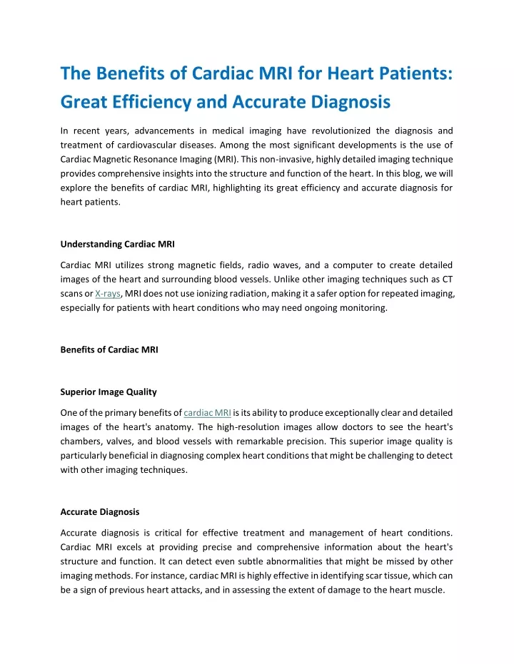 the benefits of cardiac mri for heart patients