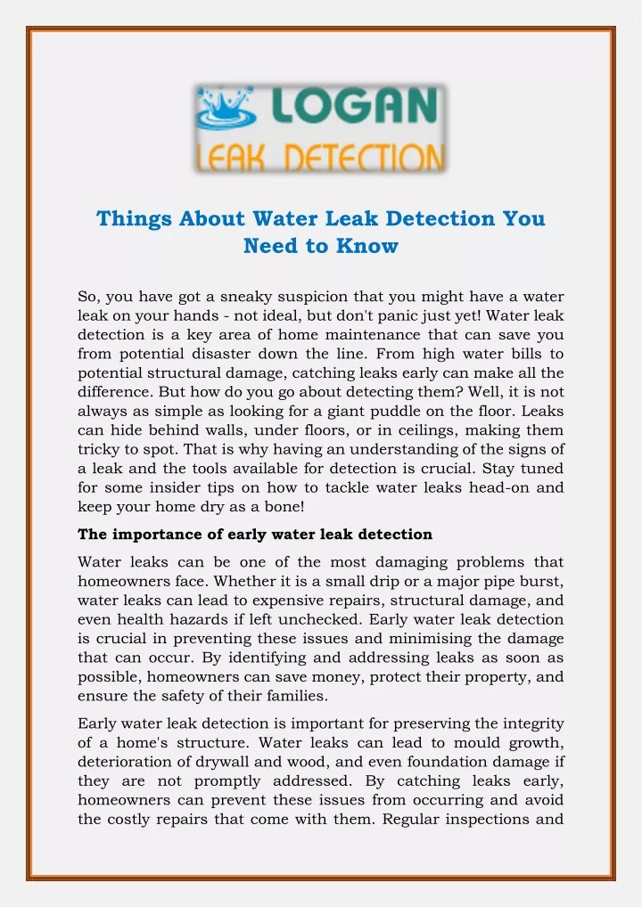 things about water leak detection you need to know