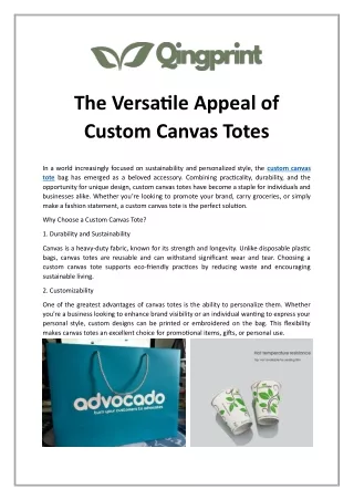The Versatile Appeal of Custom Canvas Totes